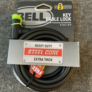 Bell Key Cable Bicycle Bike Lock  2 Keys 6' x 8mm Heavy Duty Steel NEW